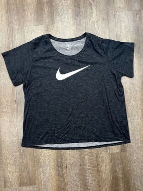Nike plus size Black Dri-FIT Short Sleeve Tee with White Swoosh